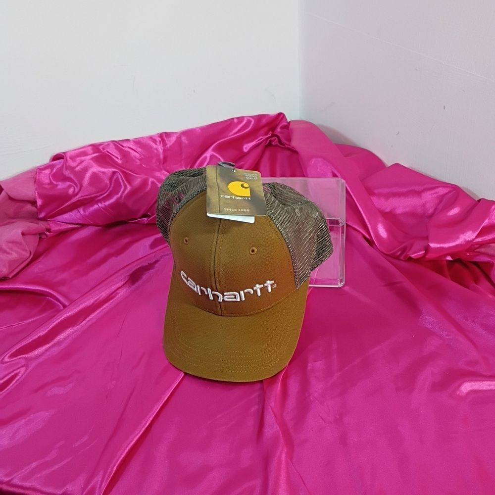 Carhartt Mesh Back Logo Graphic Baseball Hat Cap Brown 14806. - Picture 2 of 7